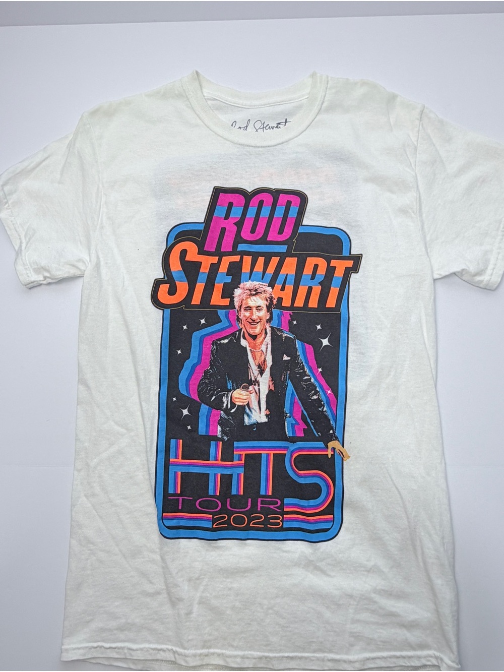 Rod Stewart Hits Tour 2023 Graphic Band T-Shirt White Adult Medium Concert Tee